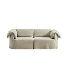 Sofas: ASHITO 3 Seater Fabric Sofa | Beige | Washable Cover | Linen