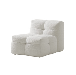 OLLIE White Fabric Single Seater Sofa – Minimalist & Cozy