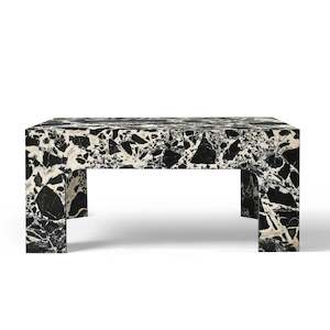 Coffee Tables: MORGAN Coffee Table | Natural Marble | Napoleon Black