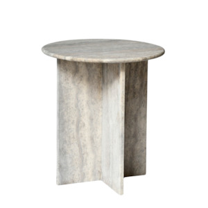 IRIS | Side Table | Natural Travertine | Grey