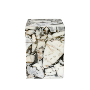 CUBI Plinth | Side Table | Natural Marble | Ocean Storm