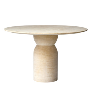 LYRA Round Dining Table | Natural Travertine | Beige