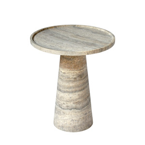 Side Table: HALO | Side Table | Natural Travertine | Grey