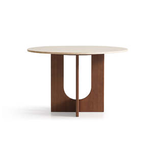 Dining Table: EDEN Round Dining Table | Natural Marble | Beige