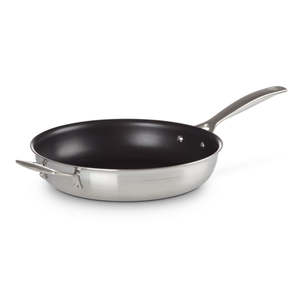Frypans And Skillets: Le Creuset Classic 3 Ply Stainless Steel Non-Stick Fry Pan with Helper Handle - 28cm