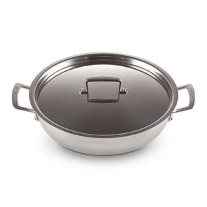 Casseroles Dutch Ovens: Le Creuset Classic 3 Ply Stainless Steel Non Stick Shallow Casserole - 30cm