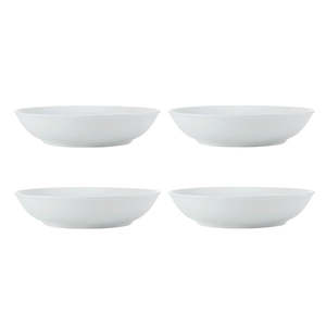 Dinner Sets: Mikasa Chalk 4-Piece Porcelain Pasta Bowl Set - 23cm - White