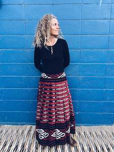 Thread Journeys: Handwoven Ikat Skirt - Java - Red