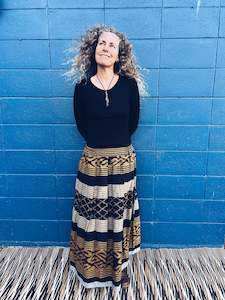 Thread Journeys: Handwoven Ikat Skirt - Java - Mustard