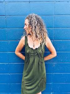 Plant Dyed Larger Sizes: Wild Green dress ~ XL