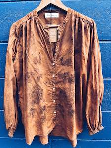 Plant Dyed Larger Sizes: Brown Botanical Top  ~ Cotton ~ 16