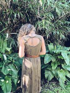 Plant Dyed Larger Sizes: Botanical Khaki dress ~ Viscose ~M/L