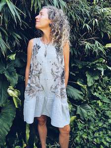 Plant Dyed Larger Sizes: Light Blue Eucalyptus dress ~ Cotton ~ L