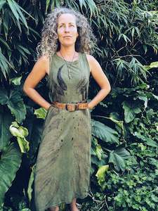 Plant Dyed Larger Sizes: Khaki Eucalyptus dress ~ Linen ~ L/XL