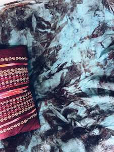 Plant Dyed Turquoise 100% Wool Blanket ~ Queen