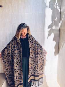 Thread Journeys: Naturally dyed Batik ~ Long artpiece ~ Java Pumpkin flower