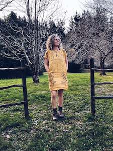 Linen Cotton: Wild Mustard Dress ~ Linen ~ S/M
