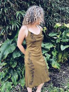 Linen Cotton: Wild Strappy Khaki Dress ~ XS/S