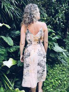 Apricot Strappy Dress ~ Linen ~ M/L