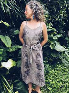 Grey Strappy Dress ~ Linen ~ S/M