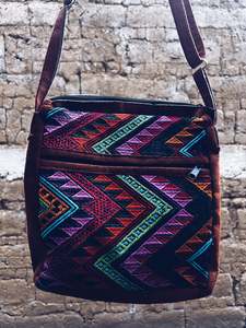 Colorful Embroidered Suede Leather Shoulder Bag  ~ Hand embroidered