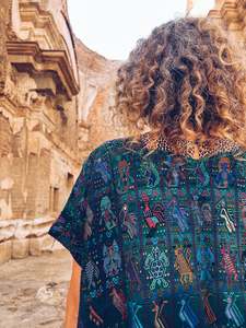 Intricate Turquoise Hupile ~ Santa Catarina Palopó ~ Hand woven