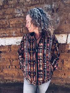Thread Journeys: Mayan Zip Sweater ~ Mustard tones ~ M