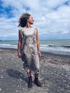 Plant Dyed Larger Sizes: Grey Summer Dress ~ Linen ~ XL