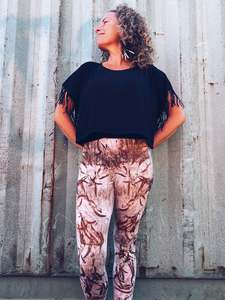 Plant Dyed Merino Wool: Thread Journeys Eucalyptus Leggings ~ Merino ~ M ~ New