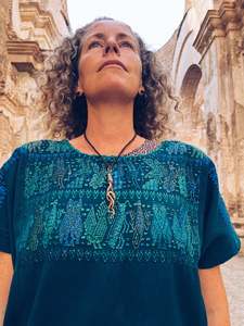 Thread Journeys: Intricate Turqouise Blue Hupile ~ Santa Catarina Palopó ~ Hand woven