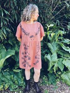 Babydoll Knotweed Dress ~ Linen ~ L