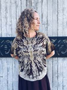 Plant Dyed Tops Hoodies: Thread Journeys Golden khaki Drift Top ~ Merino ~ L/XL