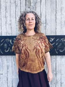 Plant Dyed Tops Hoodies: Thread Journeys Gold Drift Top ~ Merino ~ M/L