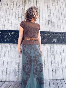 Plant Dyed Skirts: Eucalyptus Knitted Maxi Skirt ~ Cotton ~ XL