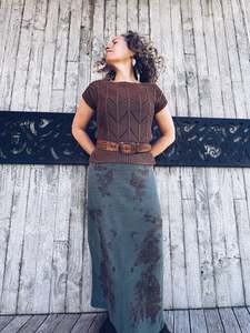 Eucalyptus Knitted Maxi Skirt ~ Cotton ~ XS