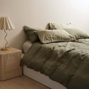 100% French Flax Linen Duvet Cover Set - Lichen