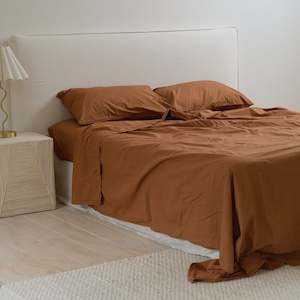 Bedding: 100% Stonewashed Cotton Sheet Set- Rust