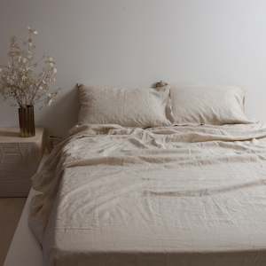 Linen Sheets: 100% French Flax Linen Fitted sheet - Natural Oat
