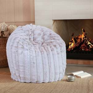 Bean Bags: Vegan Fur Bean Bag- Rabbit Silver