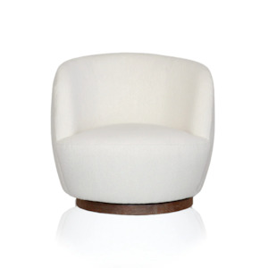 Mid Century Linen Swivel Chair