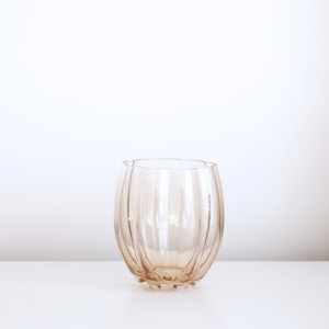 Glassware: Petal Stemless Glass- Light Amber- Set of 4