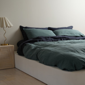 Bedding: 100% French Flax Linen Duvet Cover Set - Lagoon