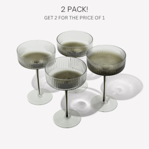 2 Pack- Ribbed Charcoal Cocktail Glasses