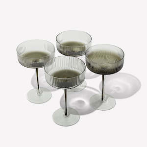 Ribbed Cocktail Glasses- Set 4 Charcoal