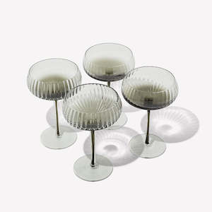 Ribbed Champagne Coupe- Set 4 Charcoal