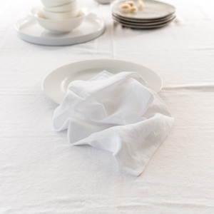Mono Tones: 100% French Flax Linen Napkin- Set of 4 White