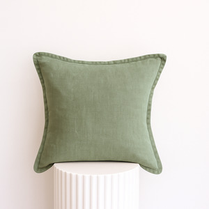 100% Belgium Linen Vintage Washed Cushion- Feather Filled - Forest