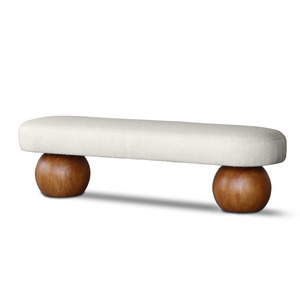 Furniture: Helena Boucle Ottoman- Off White