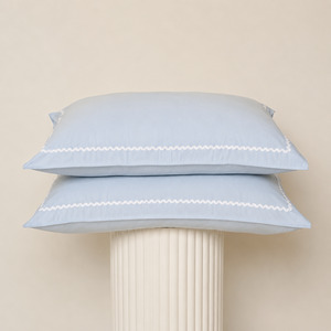 Bedding: Bonnie Pillowcase Pair- Sky Blue/White Trim