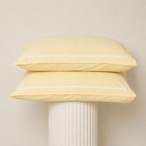 Bedding: Bonnie Pillowcase Pair- Butter/White Trim
